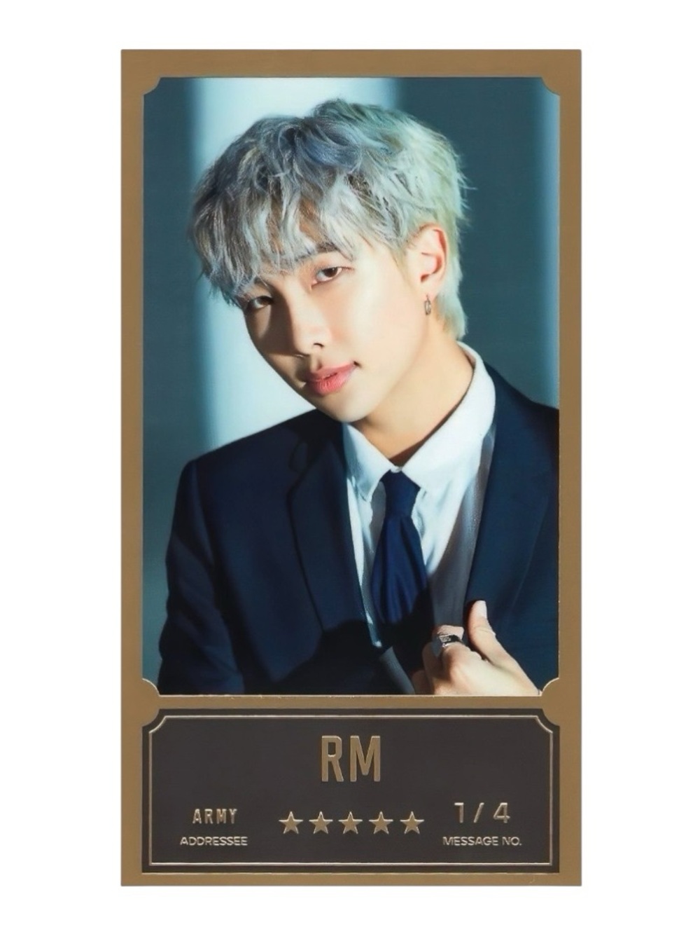BTS BANG BANG CON THE LIVE RM 1/4 GOLD MESSAGE CARD - BRAND NEW